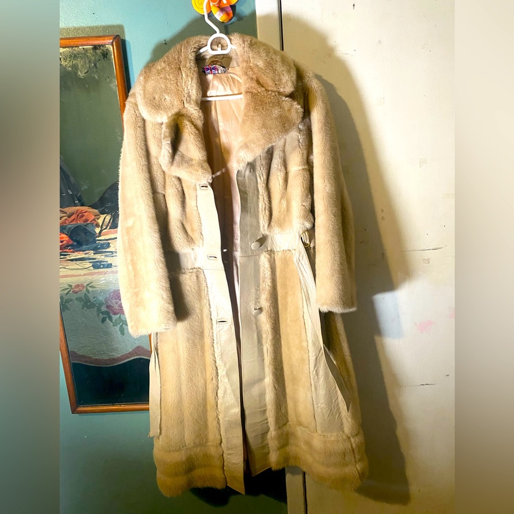 Vintage leather and faux fur coat.
